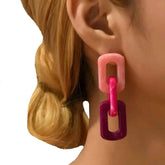 Geometric Acrylic Chain Dangle Earrings